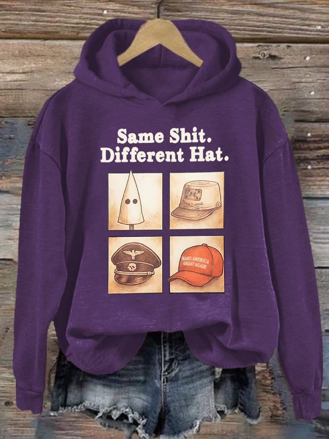 Women's Same Shit Different Hat Print Hoodie