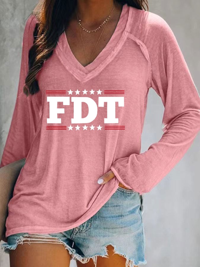 Women's FTD printed long-sleeved T-shirt
