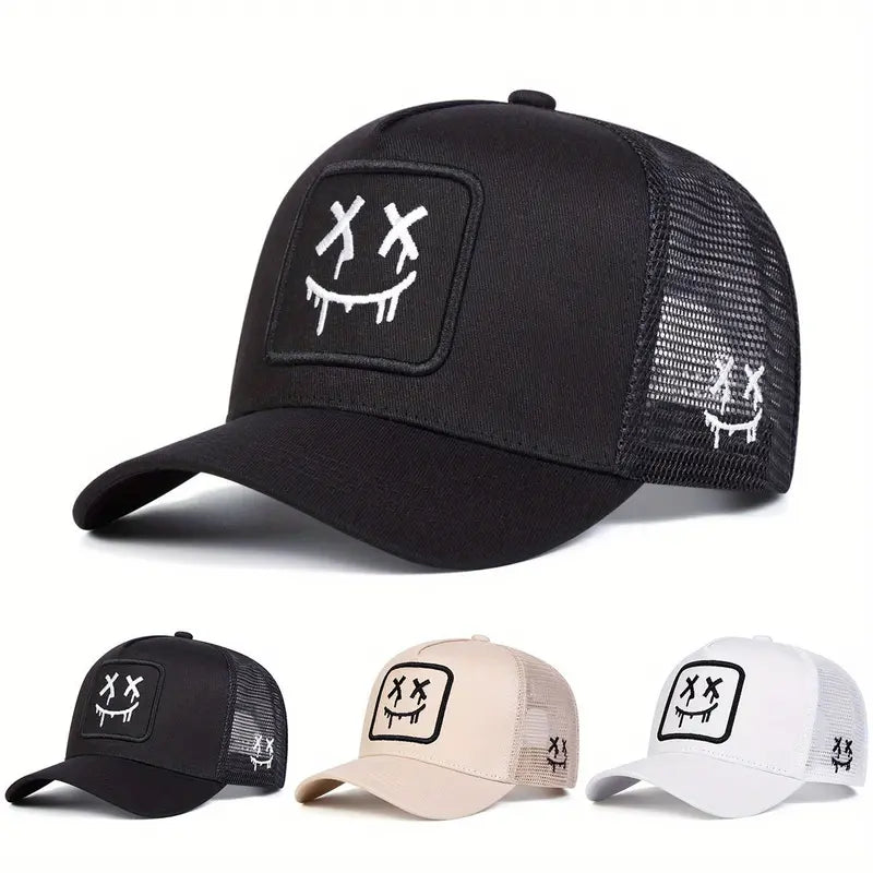 Unisex Cartoon Ghost Face Embroidered Baseball Cap Mesh Hat