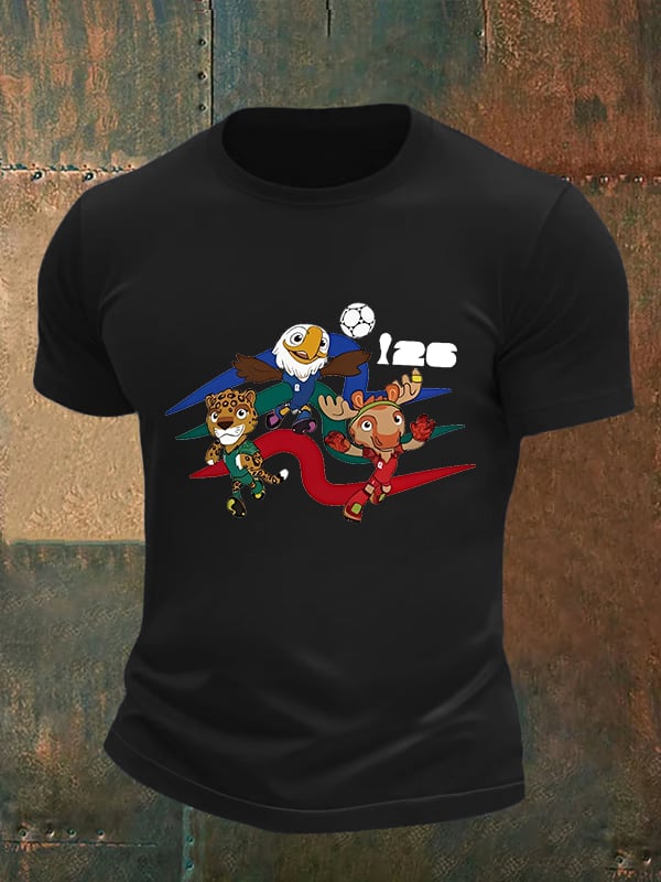 Men's 2026 World Cup Soccer Mascot printed T-shirt