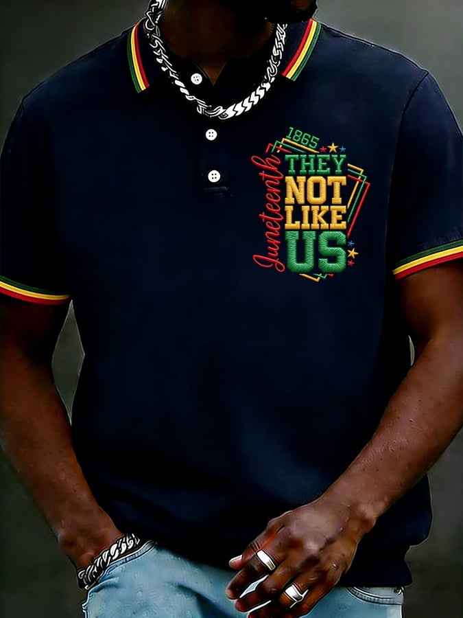 Men's Juneteenth They Not Like Us Print Polo Shirt
