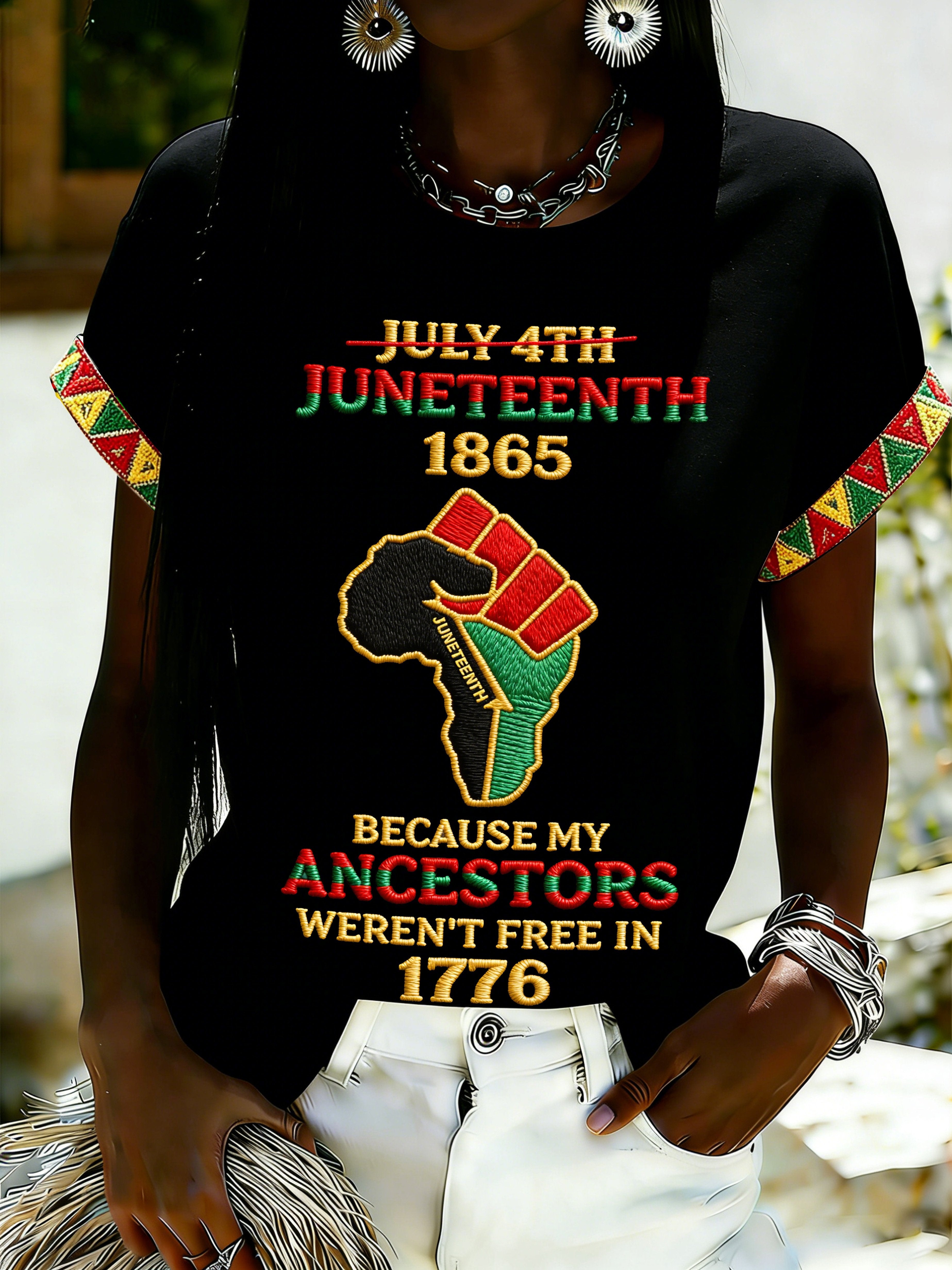 African American Women's Juneteenth Print Top