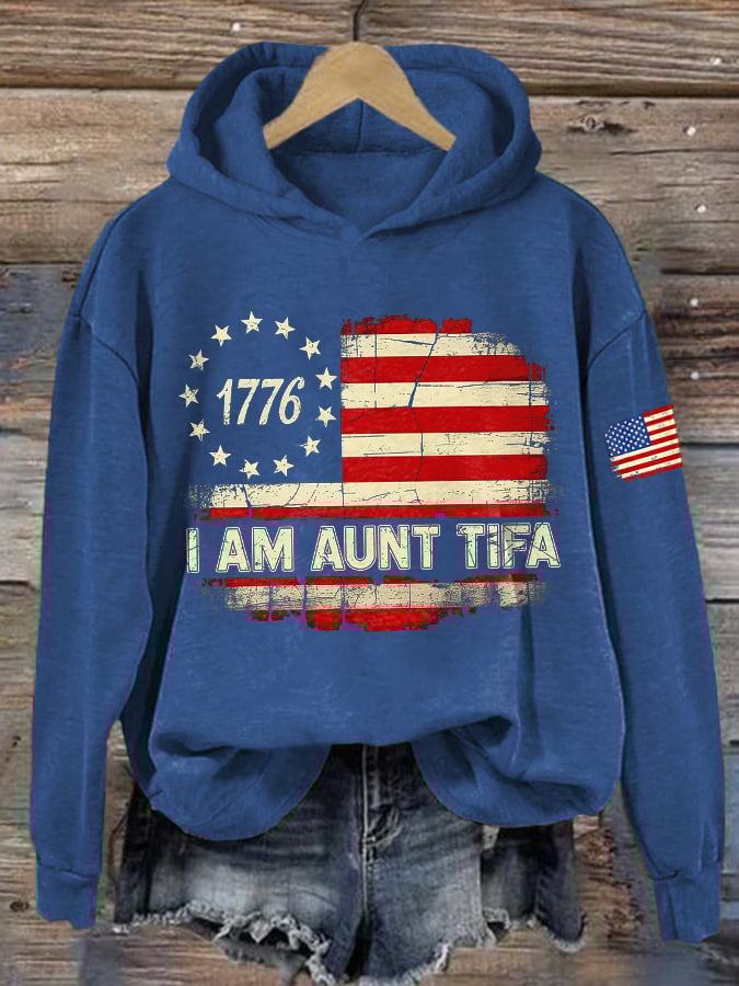 Retro I Am Aunt Tifa Print Hoodie