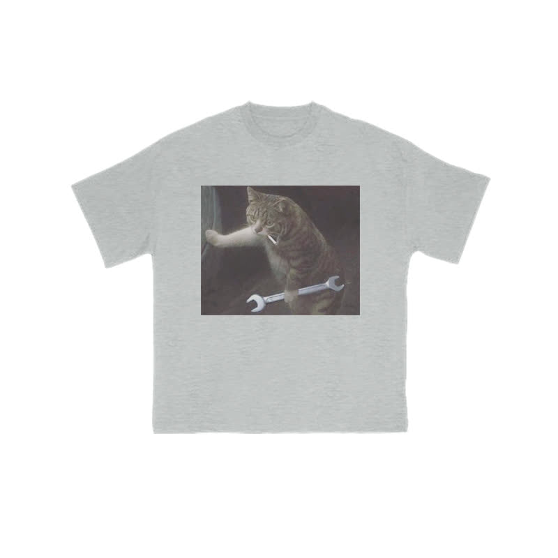 Unisex 100% Overlord Cat Print T-shirt