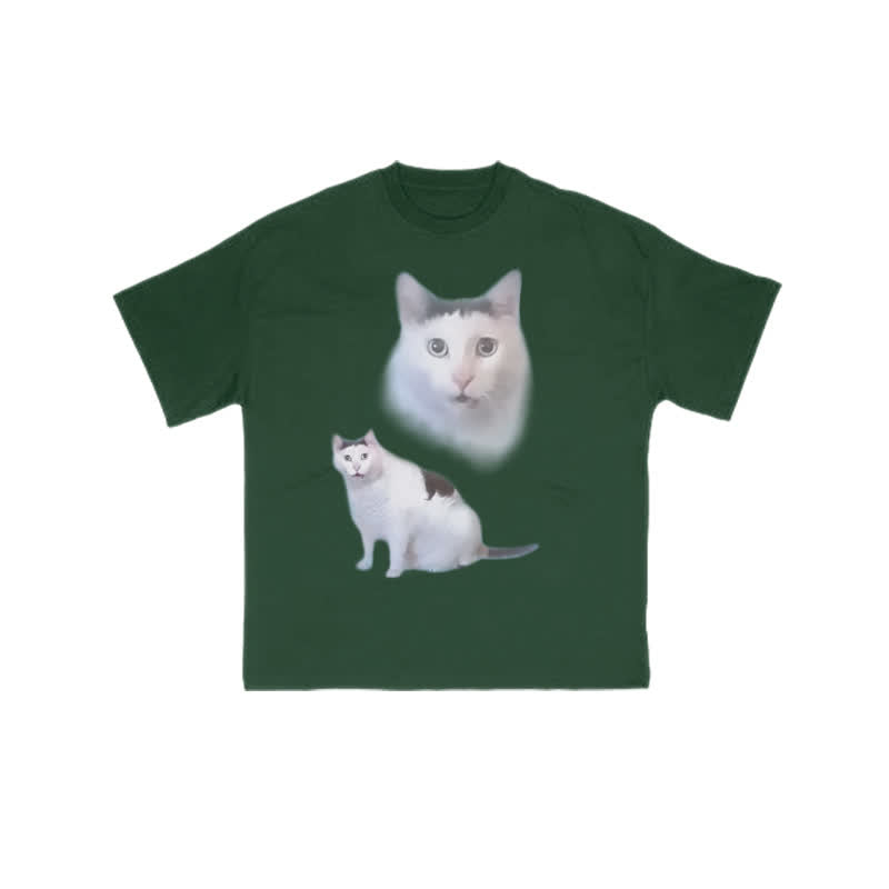 Unisex Confused Cat Print T-shirt