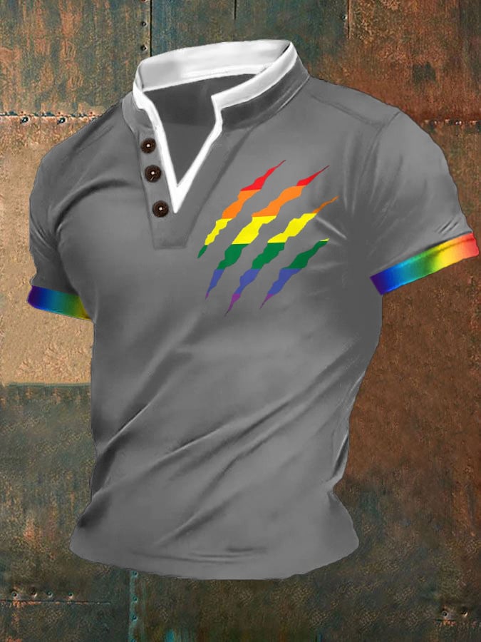 Men's Gay Pride Print V-Neck Top