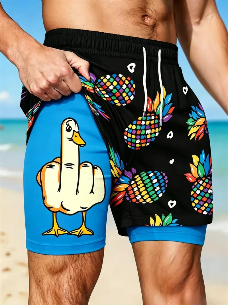 Unisex 2-in-1 Quick-Dry Beach Shorts