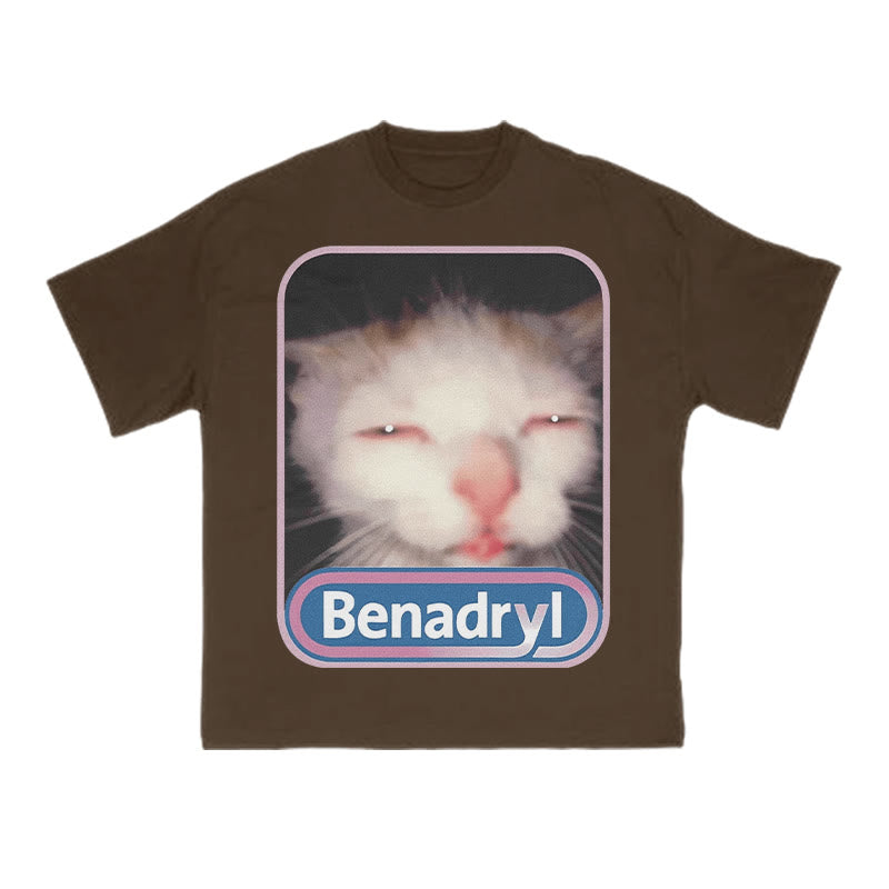 Unisex Benadryl Meme Cat Art Print T-shirt