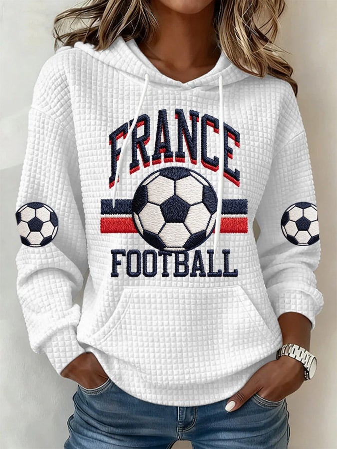 Women's French Football Print Hoodie