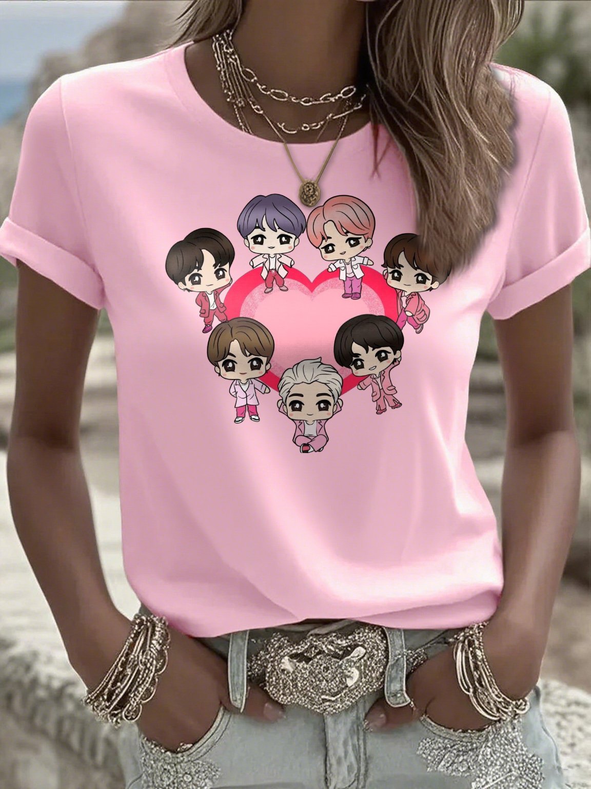 Women's K-pop Print Short-sleeved T-shirt