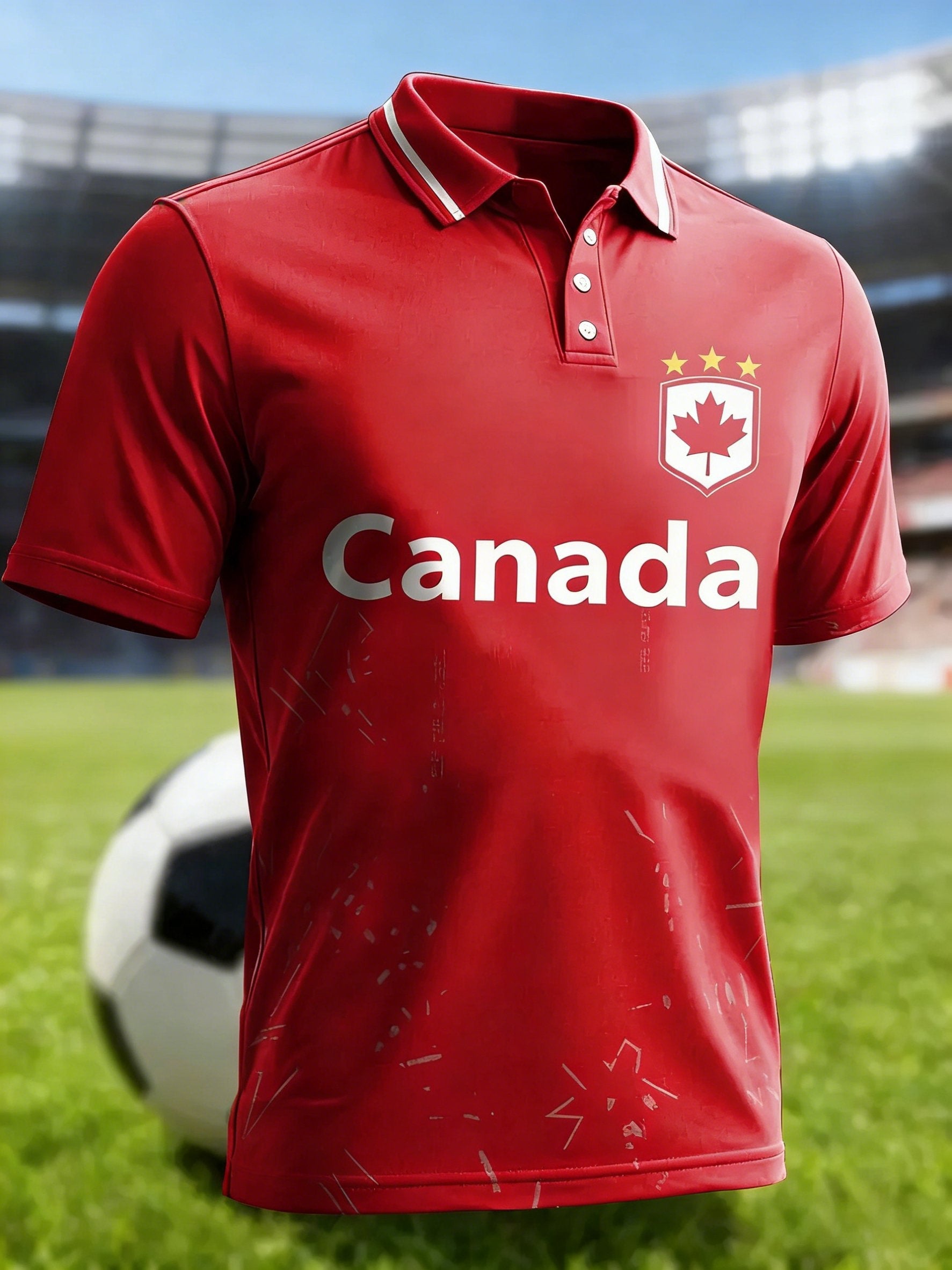 Men's Canada Soccer Print Polo Shirt