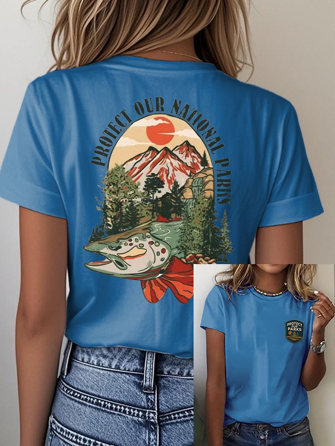 Women's National Park Printed Casual T-Shirt