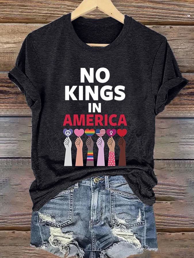 Women's No Kings In America Print Caasual T-shirt