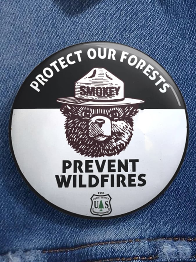 Unisex Retro Resist Save The Forest Service Protect Our Forest Prevent Wildfires Pin-Back Button