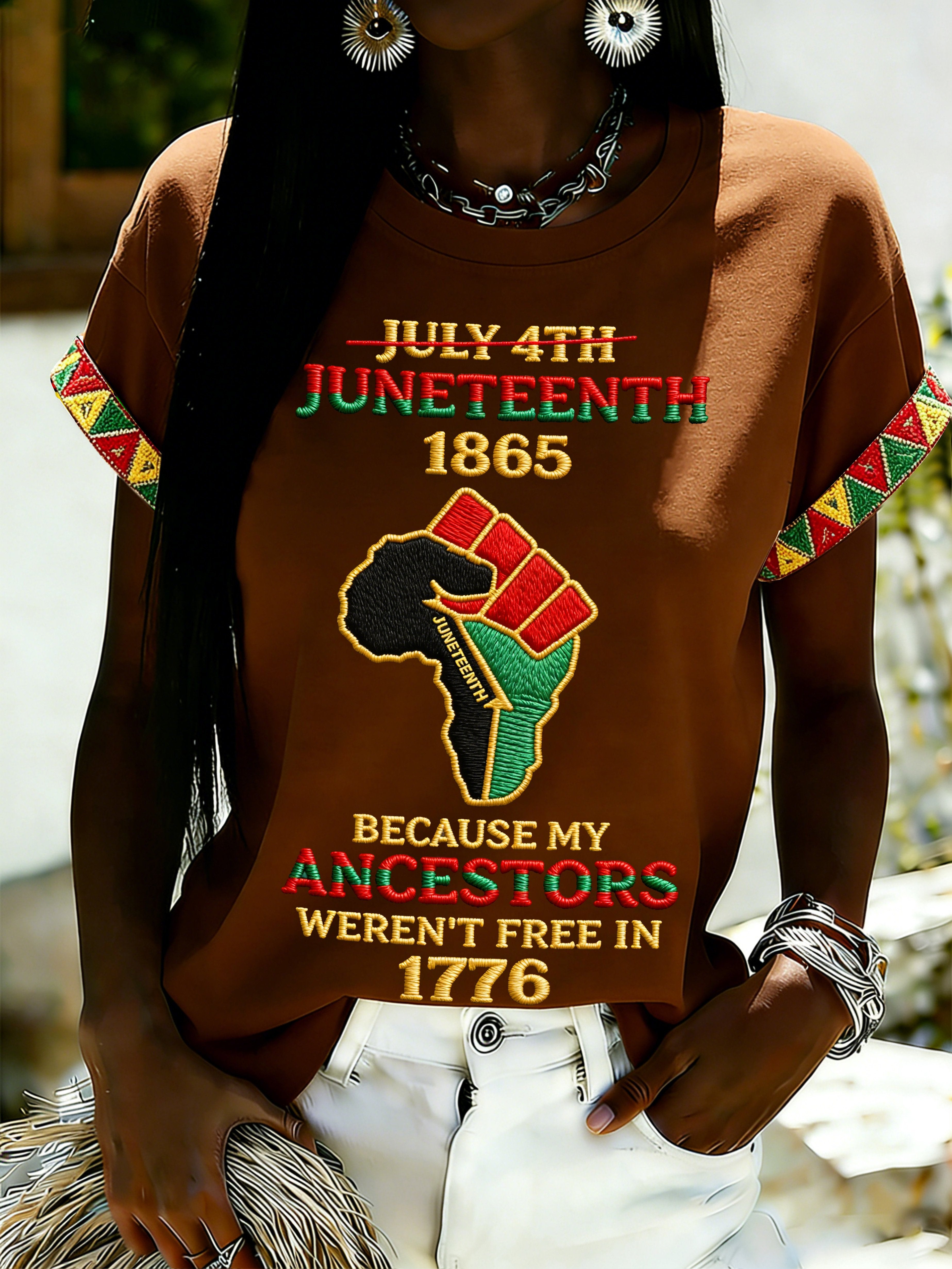 African American Women's Juneteenth Print Top