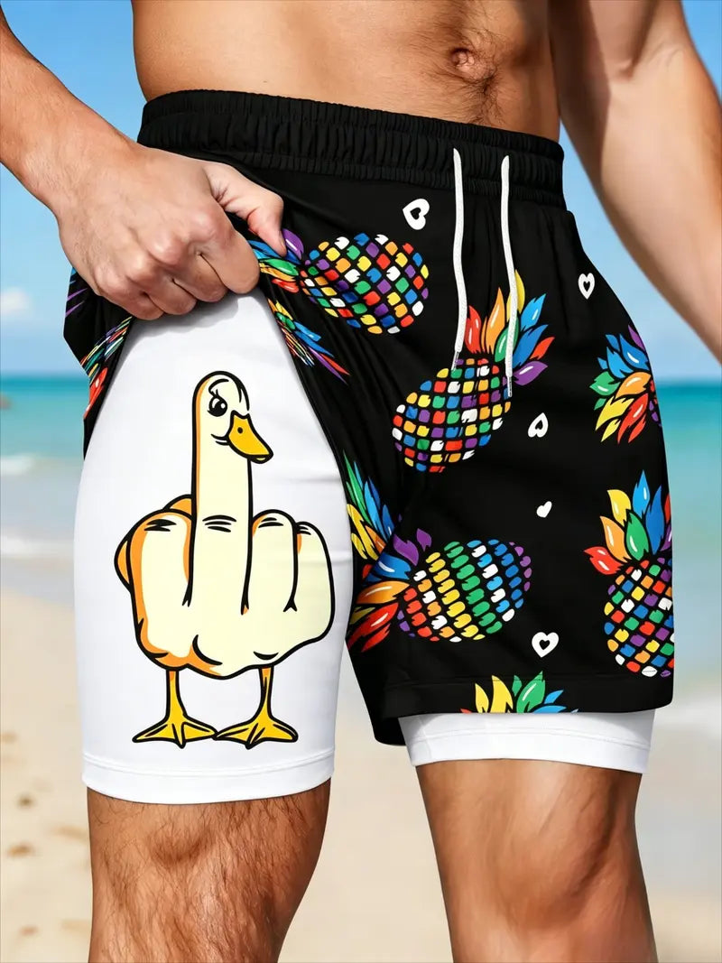Unisex 2-in-1 Quick-Dry Beach Shorts