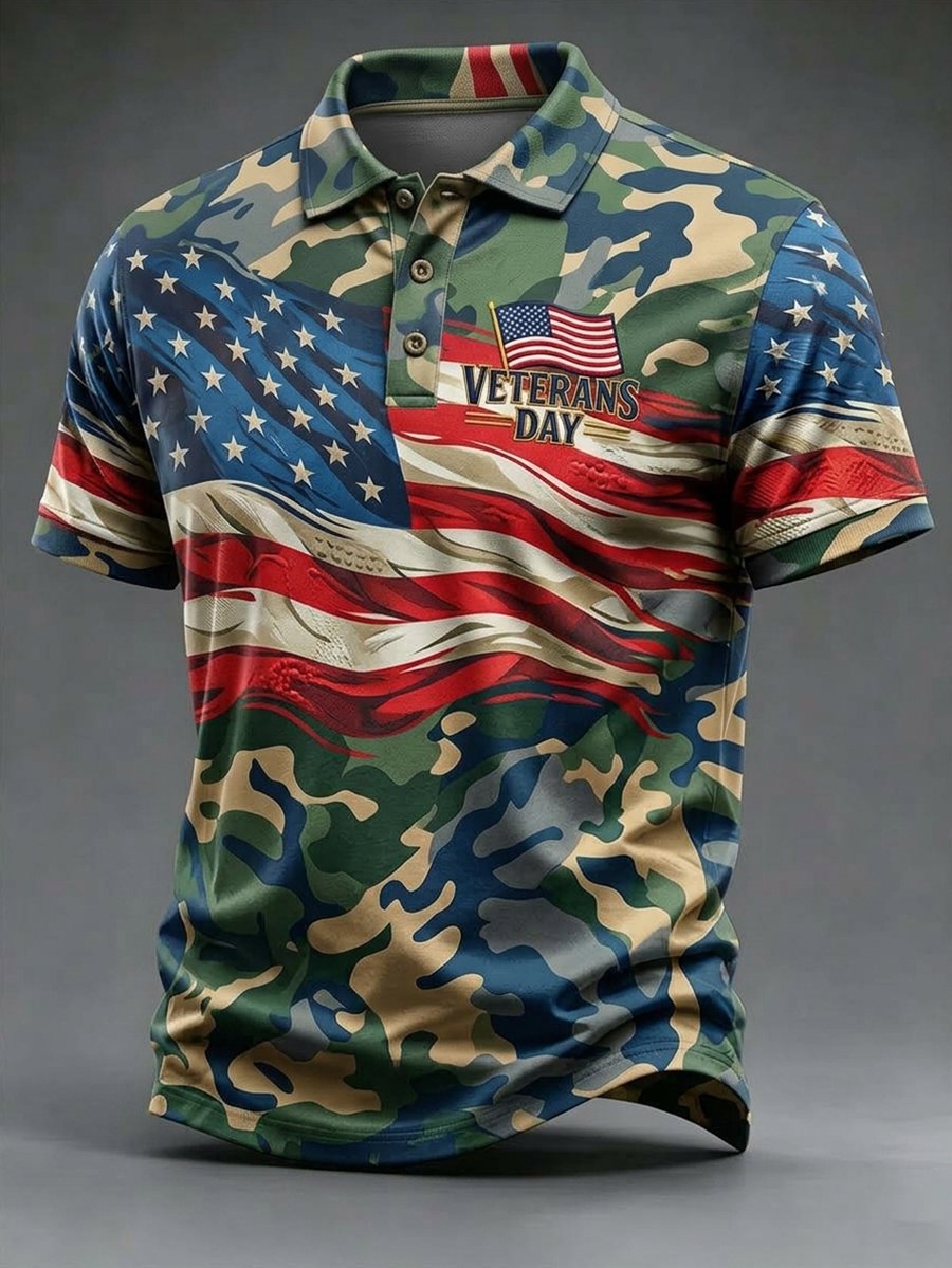 🎖️Men's U.S Veterans Day Short-Sleeve Polo Shirt