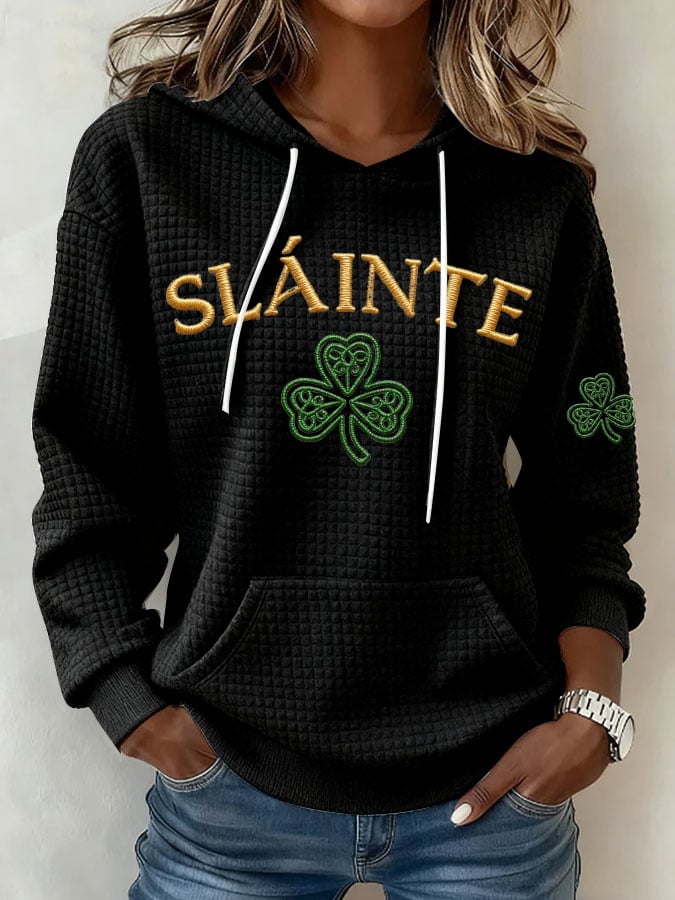 Women's St. Patrick's Day Printed Knit Crew Neck Long-Sleeve Top