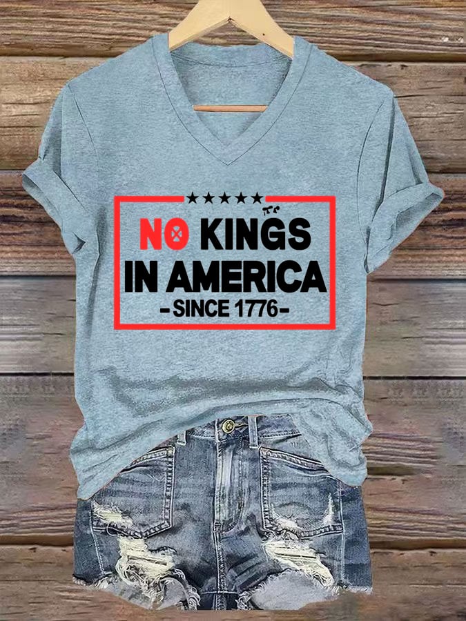 Women's No Kings In America Printed Casual T-Shirt