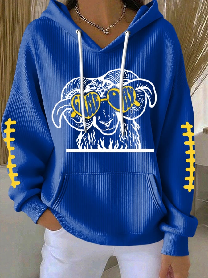 Women's Football Print Casual Hoodie