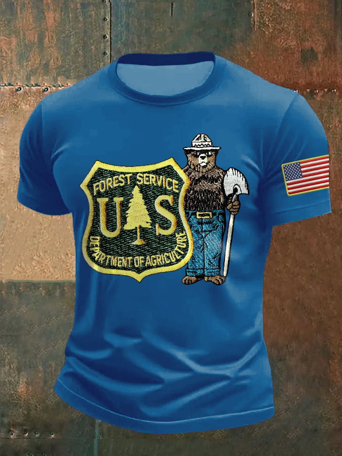 Men's Retro Save The Forest Service Print T-Shirt