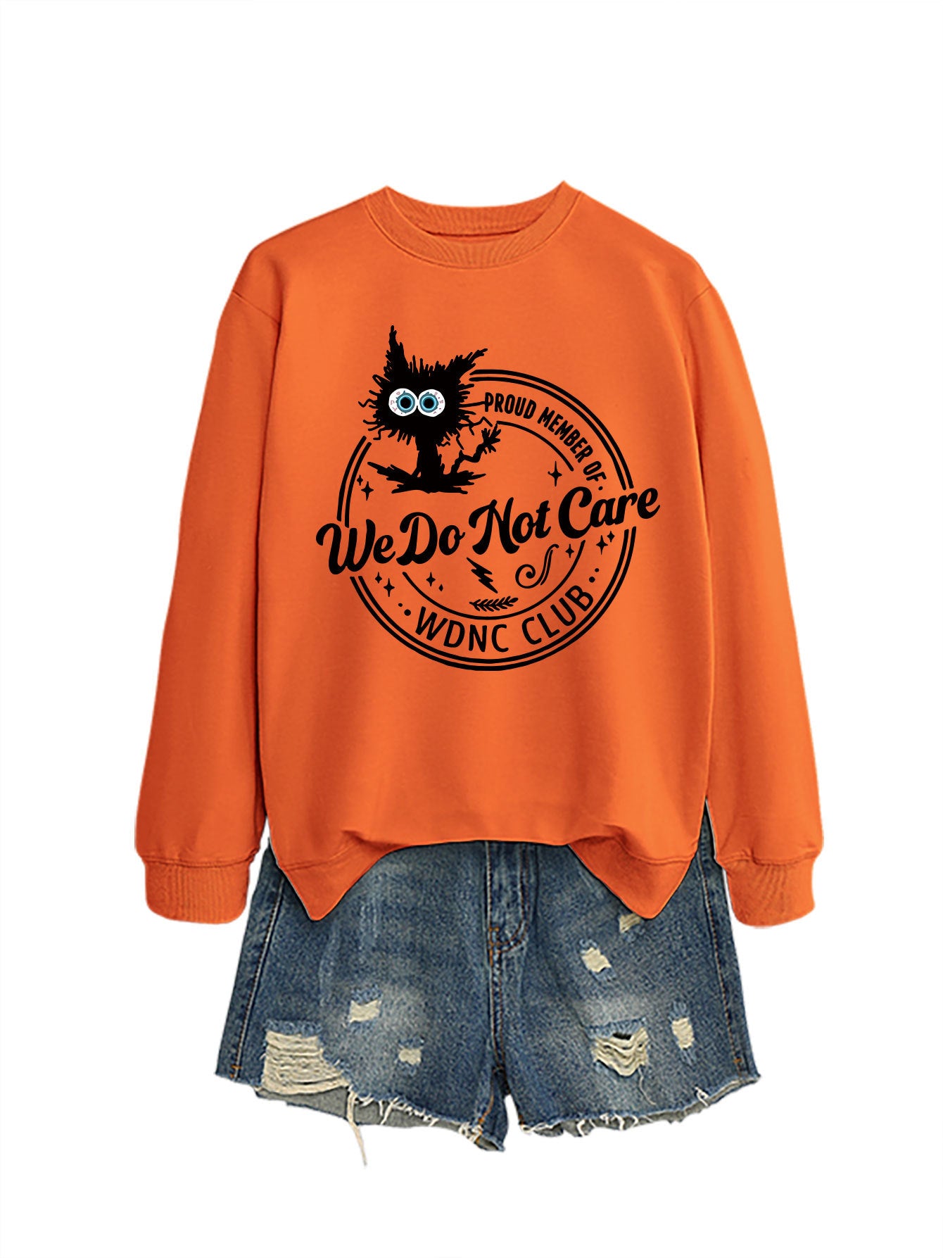 Retro-inspired fun, WDNC Club proud member, menopause-themed printed sweatshirt.