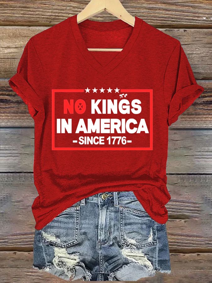 Women's No Kings In America Printed Casual T-Shirt