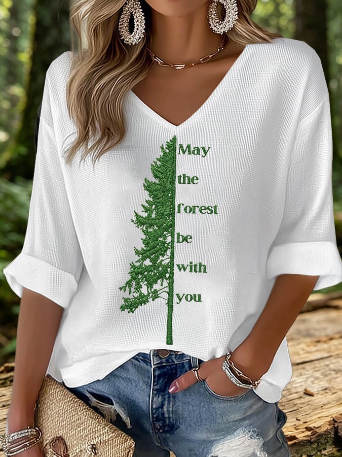 Women's May The Forest Be With You Print Top