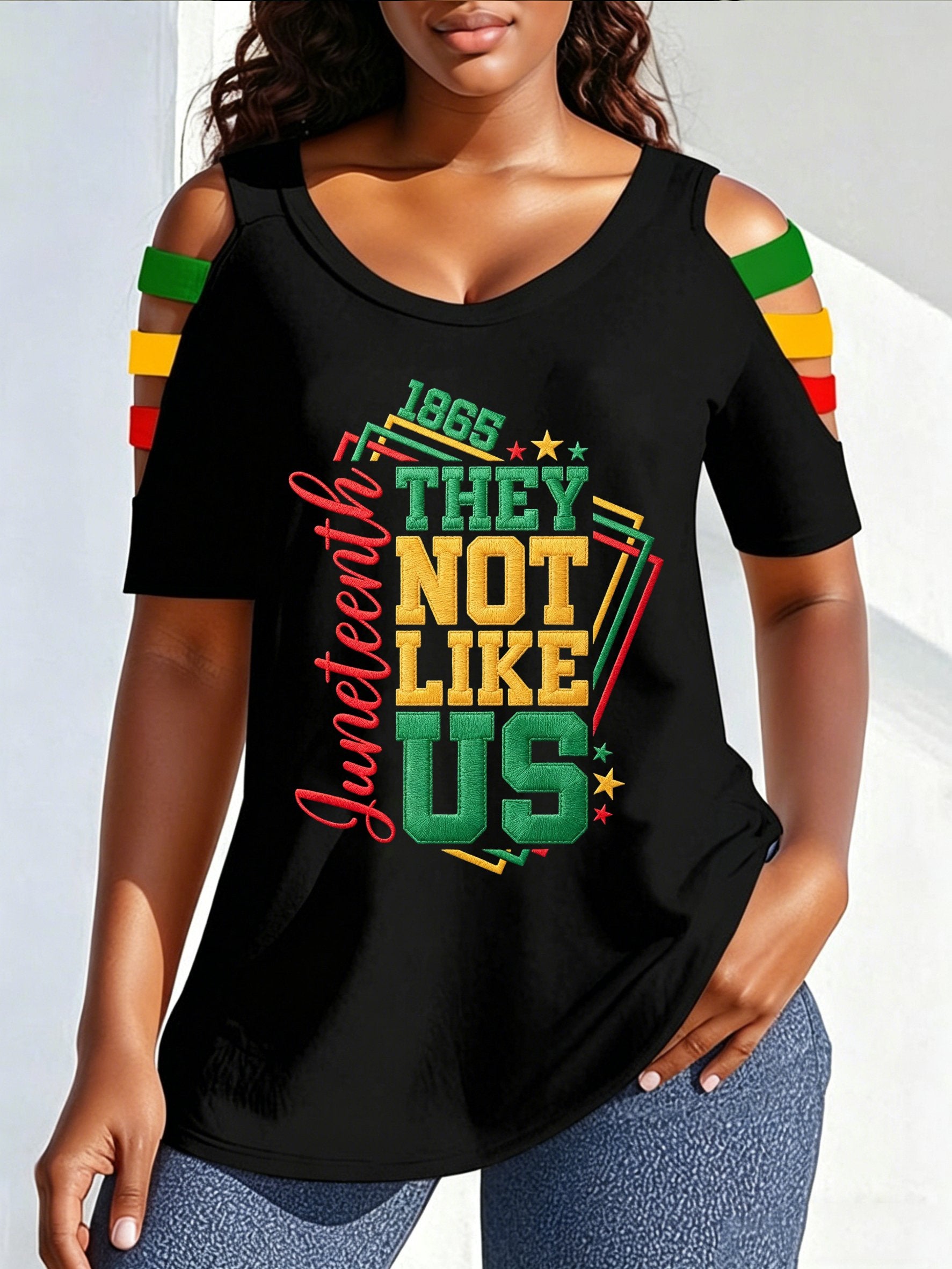 African-American Women's Color-Block Juneteenth Print Top