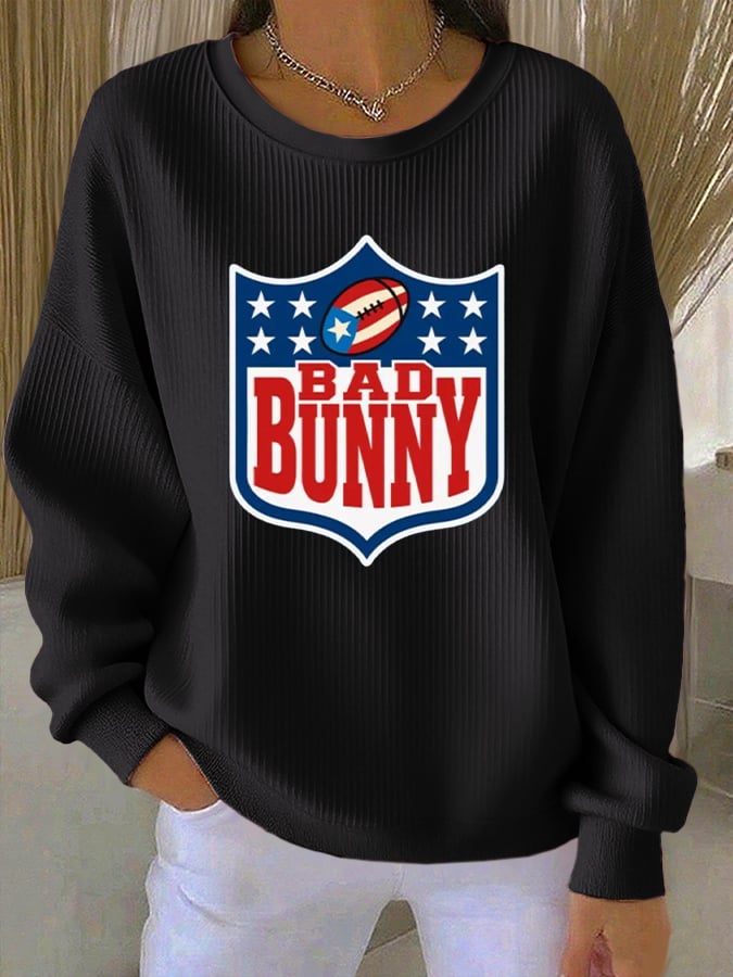 Women's Puerto Rico Print Round Neck Sweatshirt