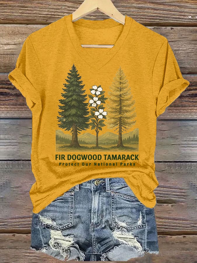 Women's National Park Print Casual T-Shirt