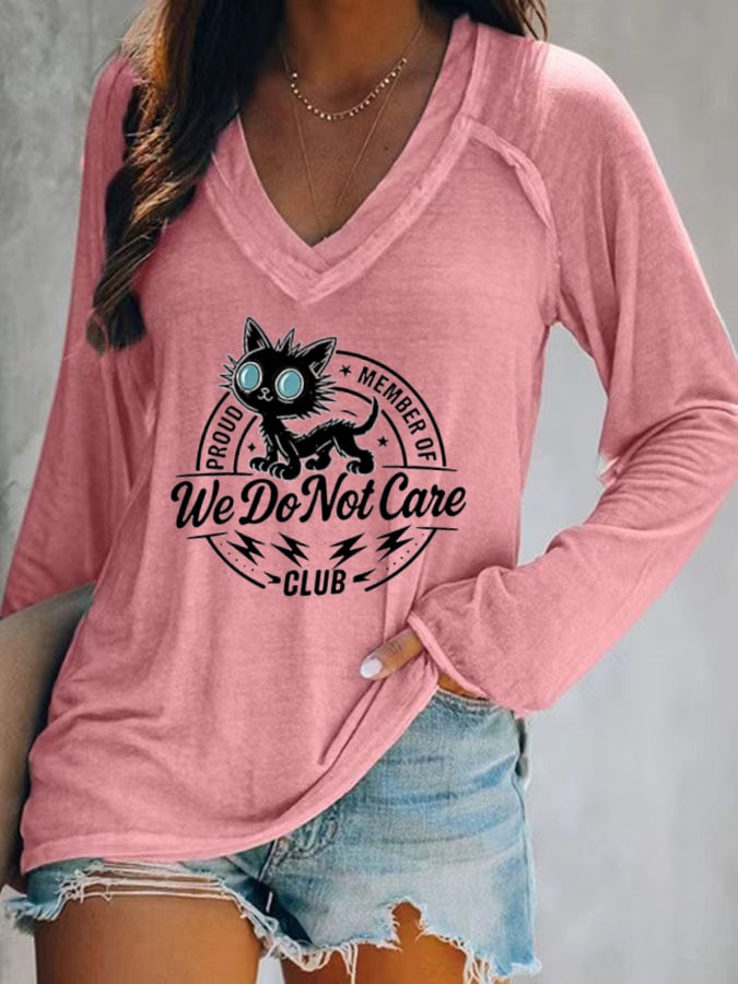 Women's V-neck Retro Funny Proud Member Of Club Menopause Perimenopause Print T-Shirt