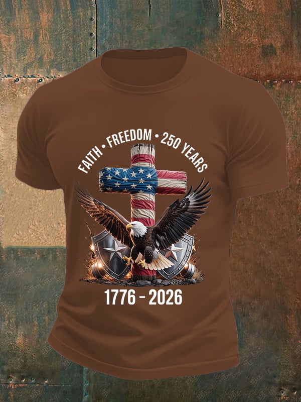 Men's Faith-Freedom-Legacy 250 years strong Print T-Shirt