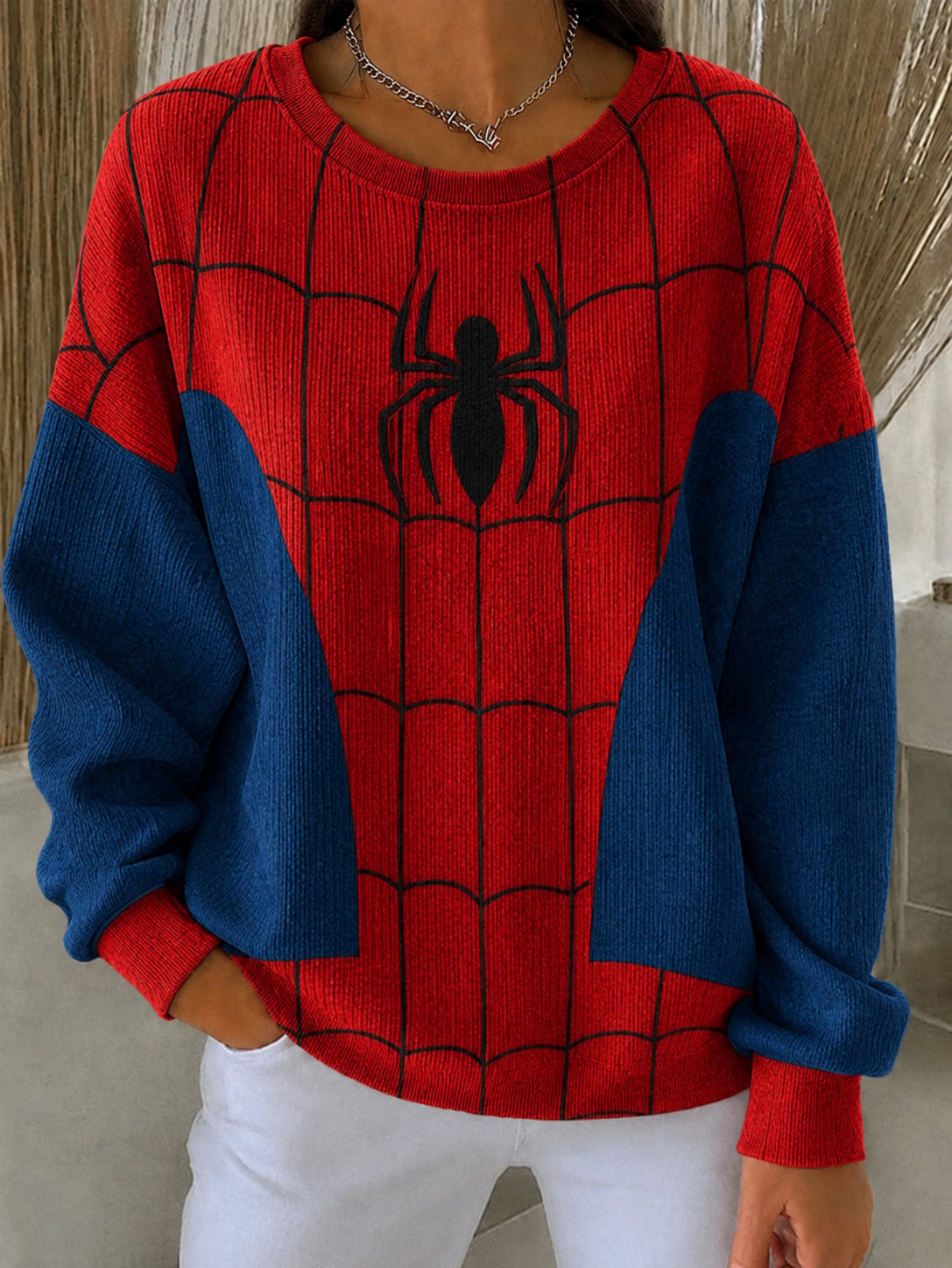 Women's Spider Graphic Print Casual Sweatshirt
