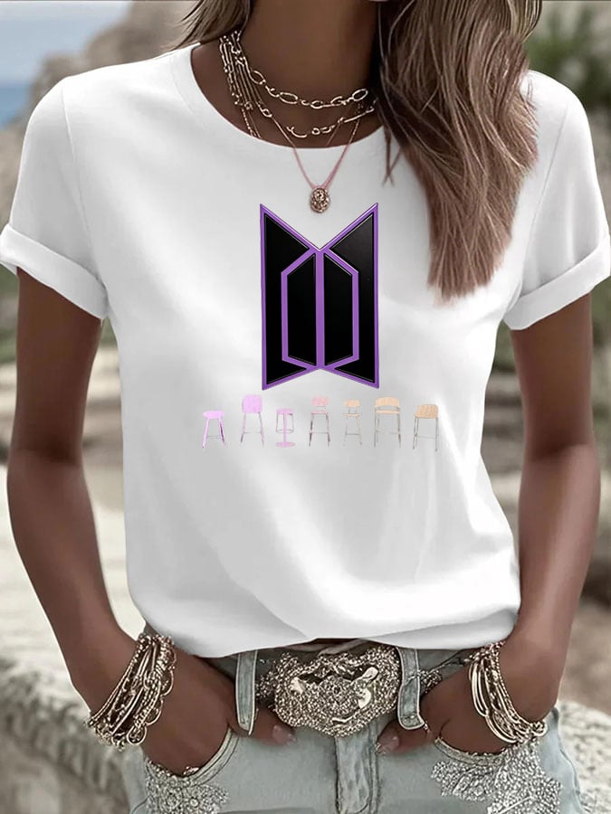 Women's K-pop Print Casual T-Shirt