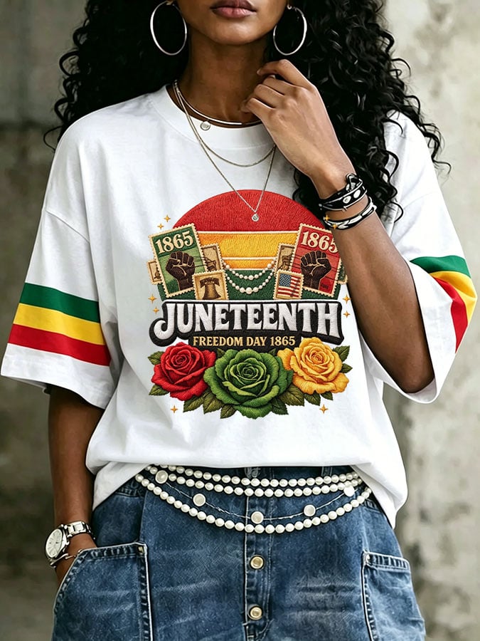 Women's Juneteenth Freedom Day Print Casual T-shirt