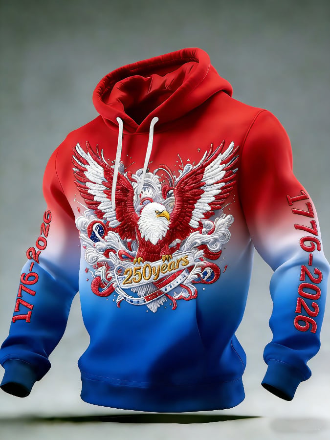 Men's Casual American 250th Anniversary Print Sweatshirt
