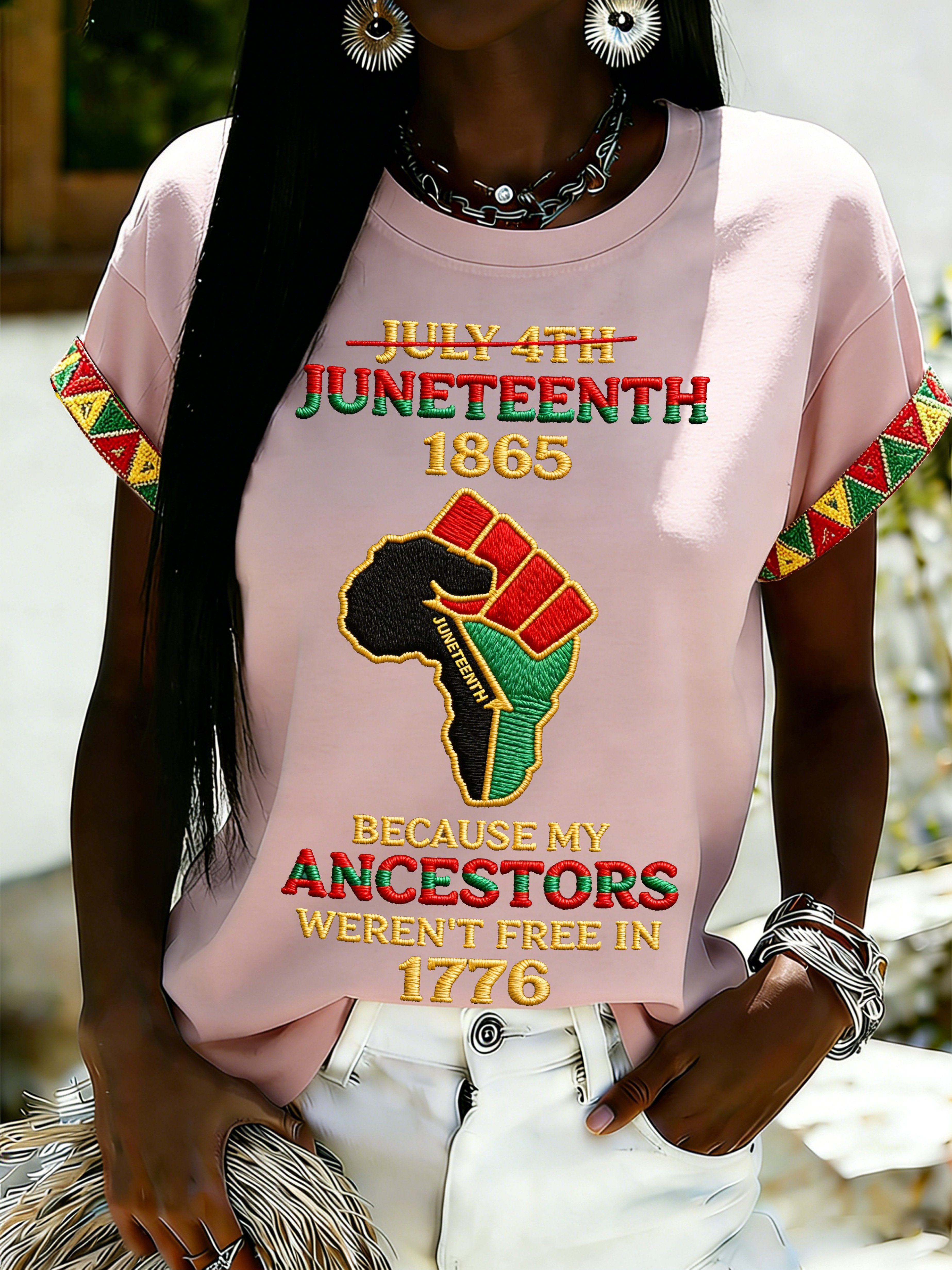 African American Women's Juneteenth Print Top