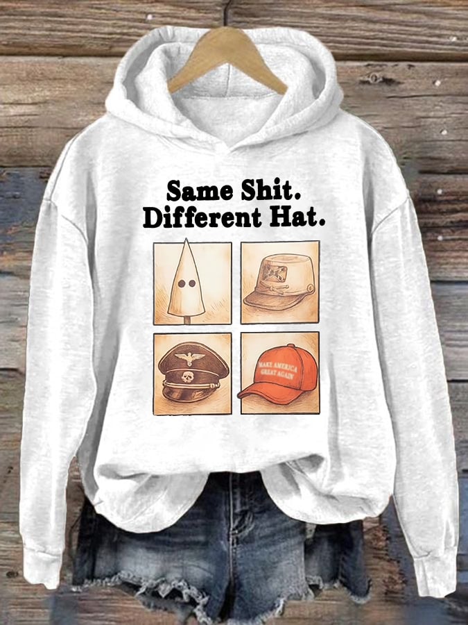 Women's Same Shit Different Hat Print Hoodie