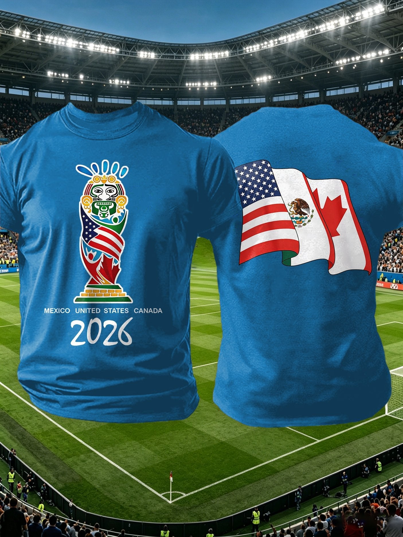 Men's Retro 2026 Soccer Mexico United States Canada Print T-Shirt