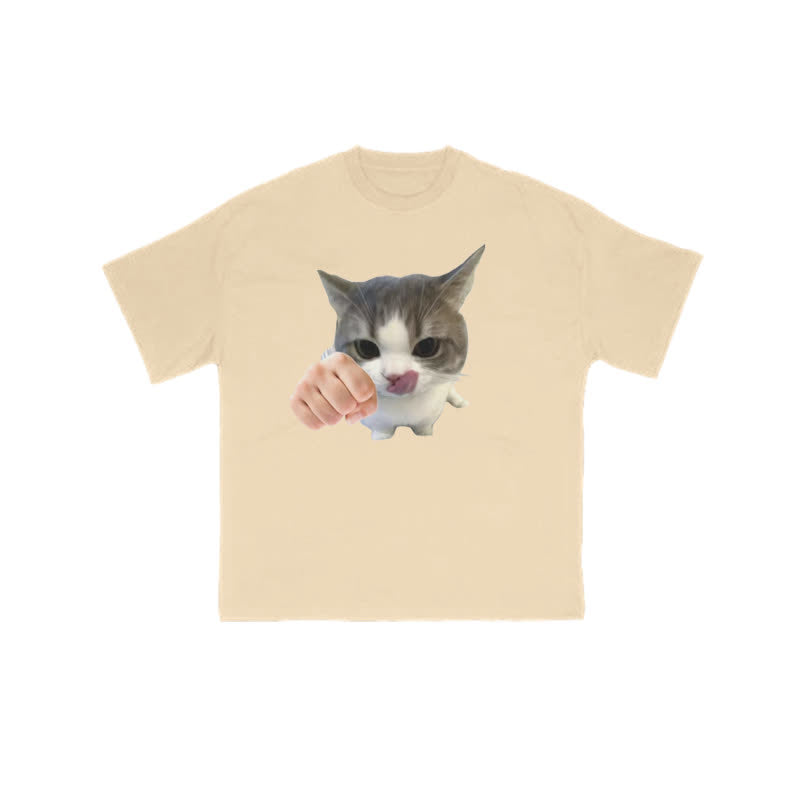 Unisex Kung Fu Cat Print T-shirt