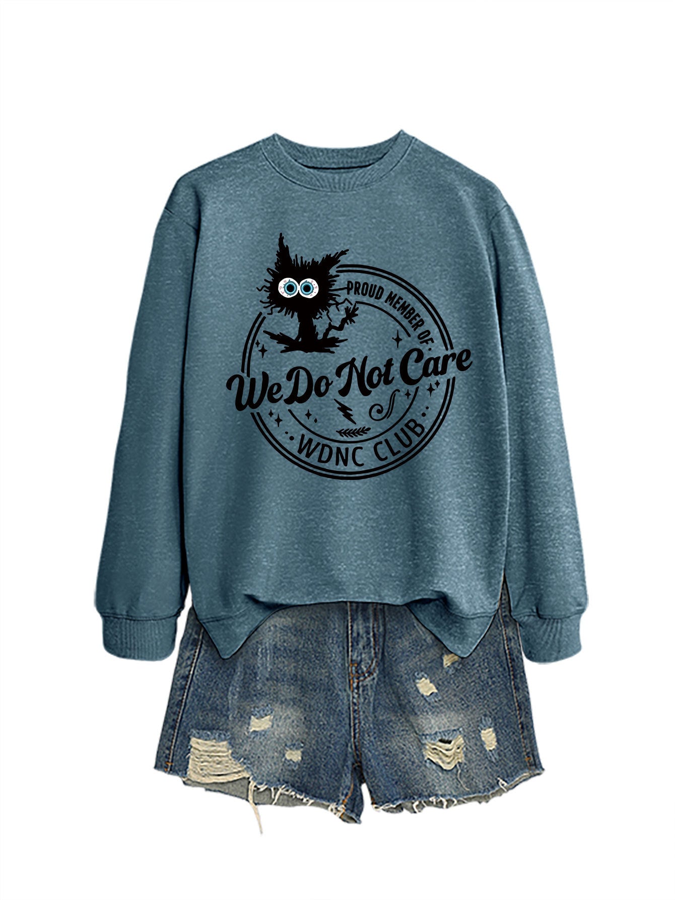 Retro-inspired fun, WDNC Club proud member, menopause-themed printed sweatshirt.