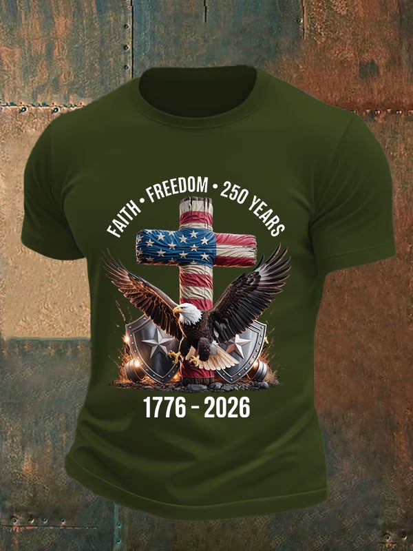 Men's Faith-Freedom-Legacy 250 years strong Print T-Shirt