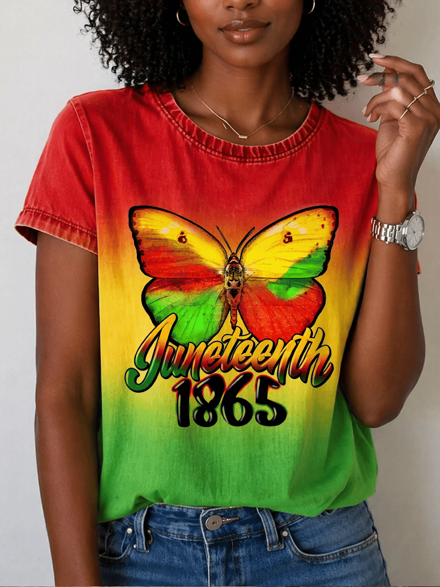 Women's Juneteenth Print Casual T-shirt