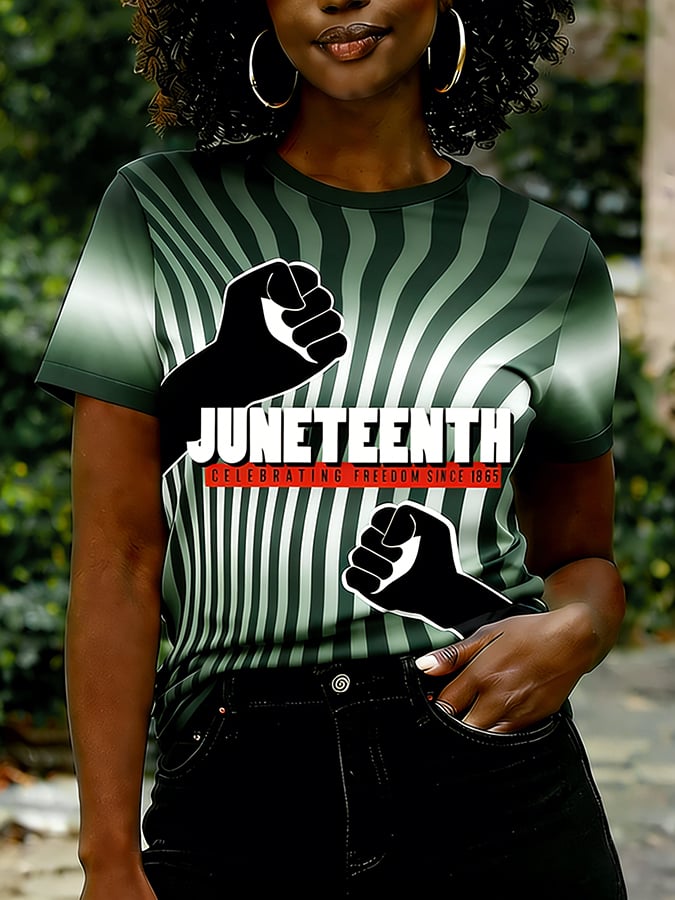 Women's Casual Juneteenth-Themed Short-Sleeve Crewneck T-Shirt