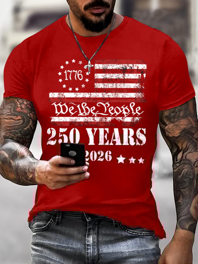 Men's 250th America Anniversary Casual Printed T-Shirt