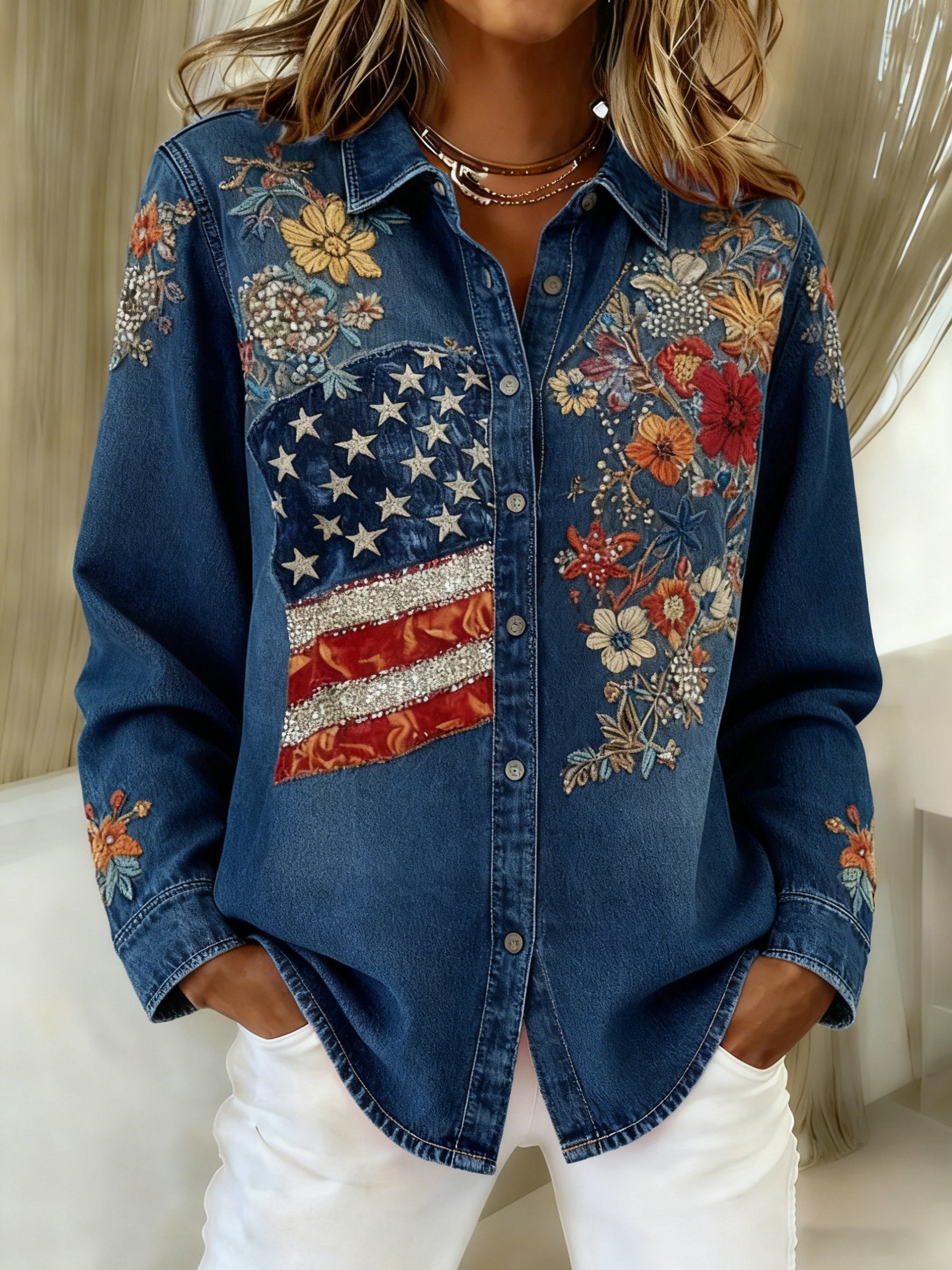 Women'S Casual American 250th Anniversary Commemorative Printed Shirt