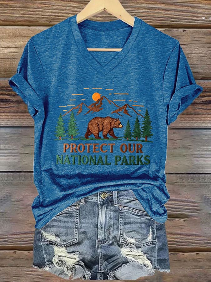 Women's National Park Print Casual T-Shirt