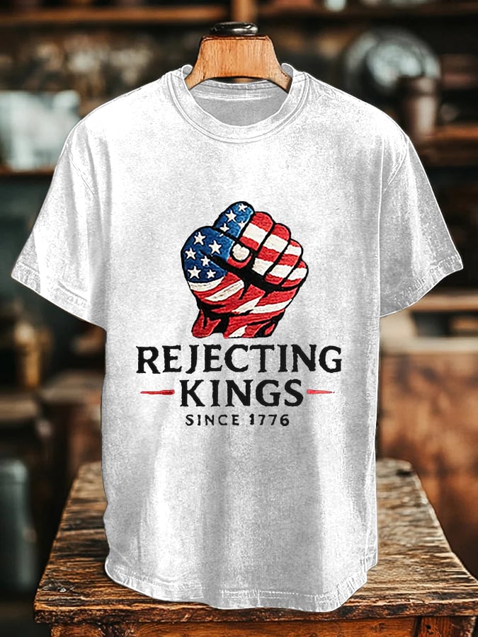 🔥Buy 3 Get 15% Off🔥Men's “Rejecting Kings Since 1776” Print T-Shirt