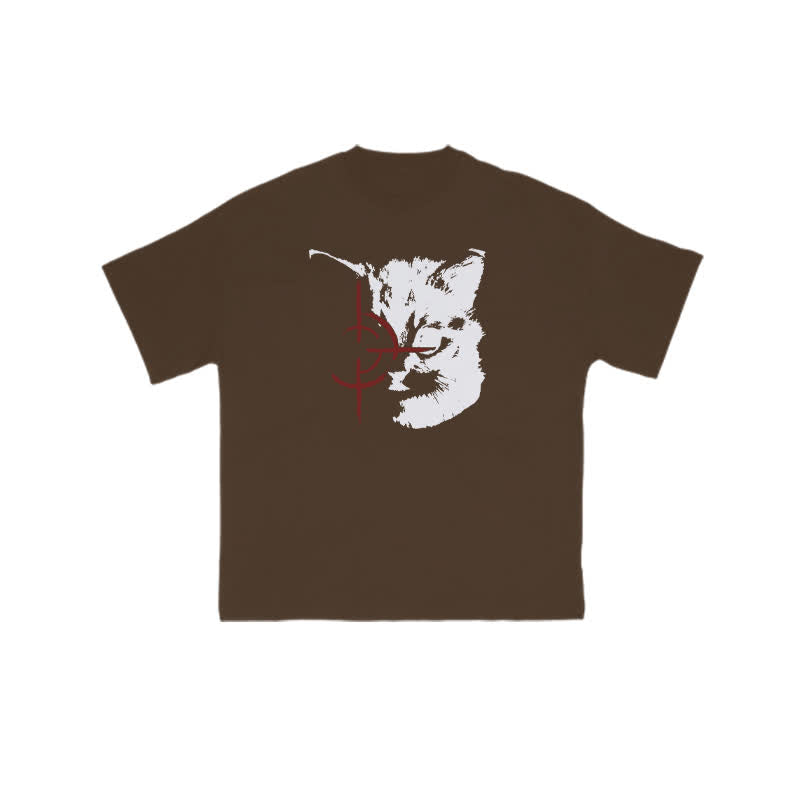 Unisex Sniper Cat Print T-shirt